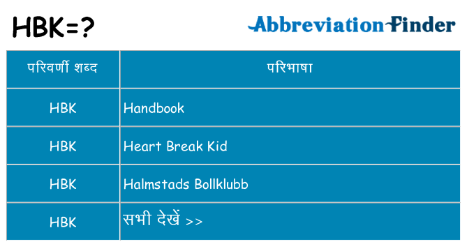 hbk का क्या अर्थ है