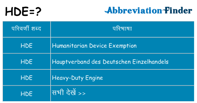 hde का क्या अर्थ है