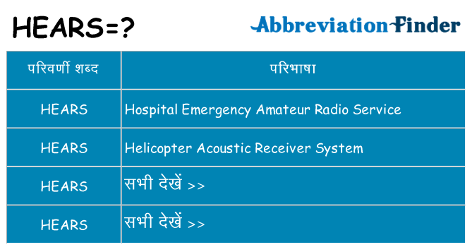 hears का क्या अर्थ है