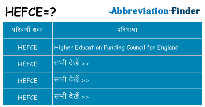 hefce का क्या अर्थ है