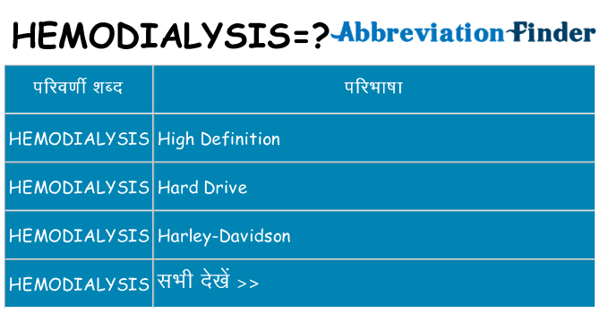 hemodialysis का क्या अर्थ है
