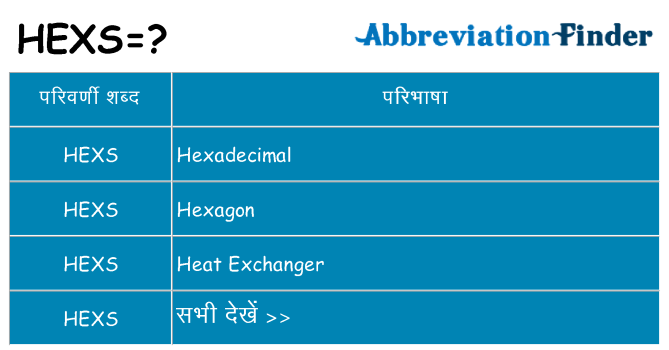 hexs का क्या अर्थ है