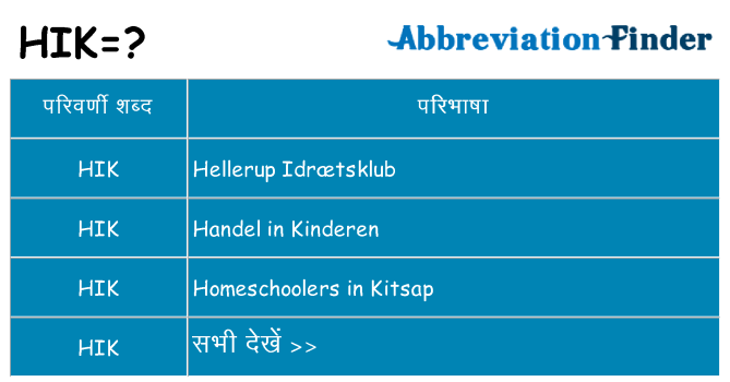 hik का क्या अर्थ है