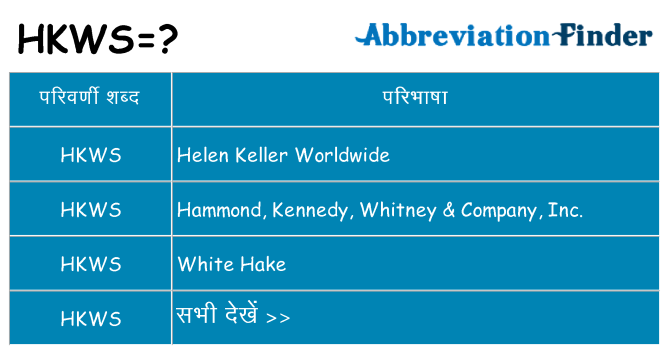 hkws का क्या अर्थ है