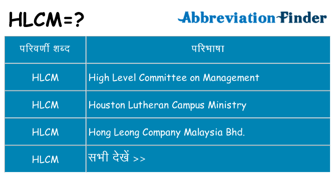 hlcm का क्या अर्थ है
