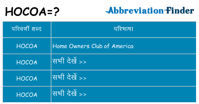 hocoa का क्या अर्थ है