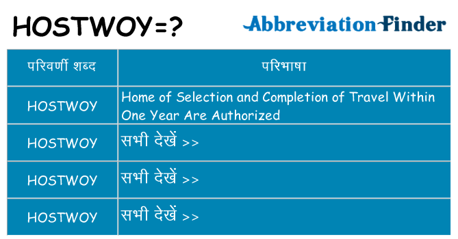 hostwoy का क्या अर्थ है