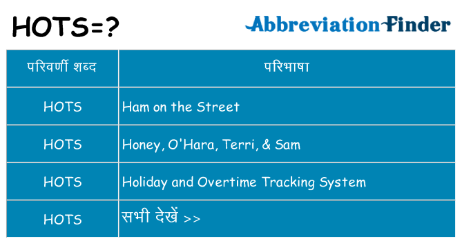 hots का क्या अर्थ है