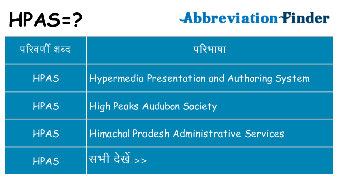 hpas का क्या अर्थ है