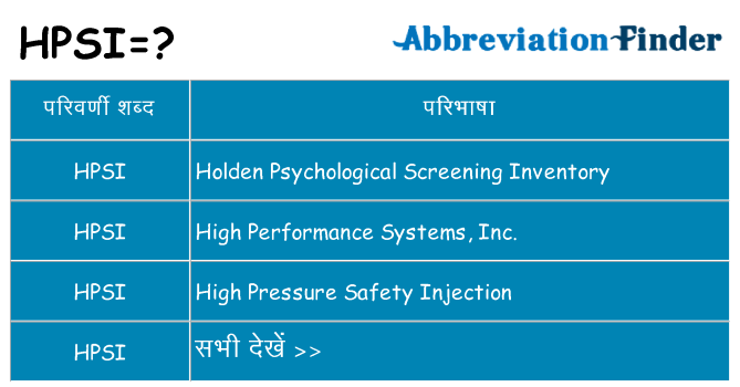 hpsi का क्या अर्थ है