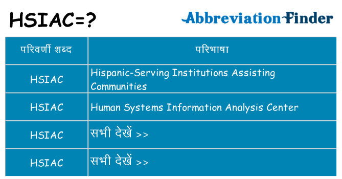 hsiac का क्या अर्थ है