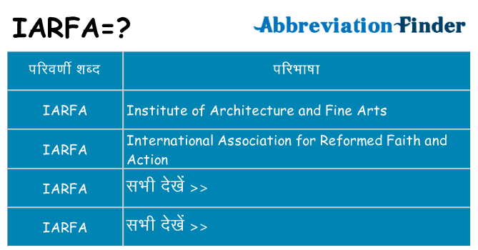 iarfa का क्या अर्थ है