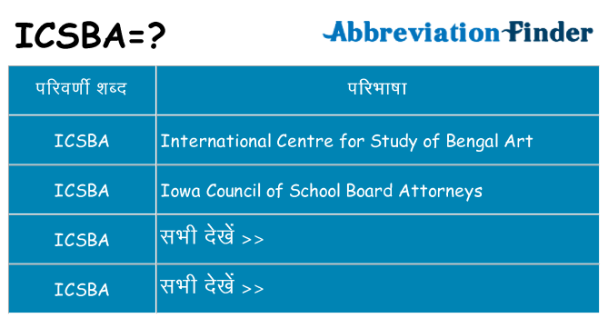 icsba का क्या अर्थ है