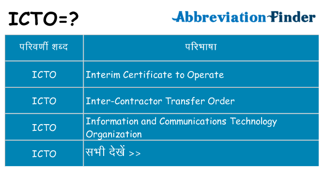 icto का क्या अर्थ है