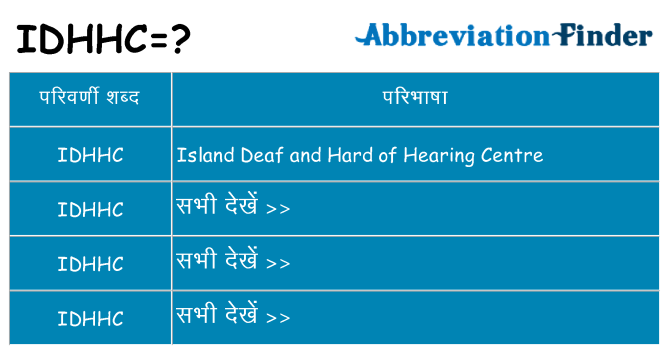 idhhc का क्या अर्थ है