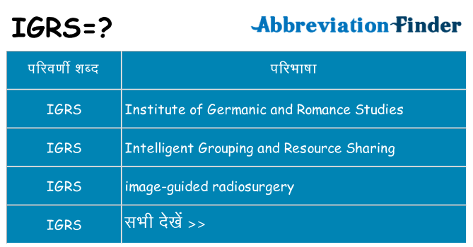 igrs का क्या अर्थ है