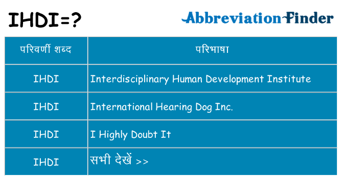 ihdi का क्या अर्थ है