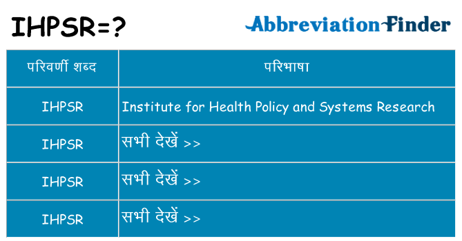 ihpsr का क्या अर्थ है