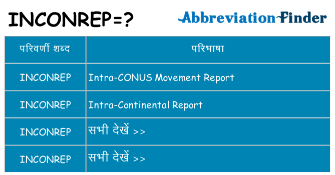 inconrep का क्या अर्थ है