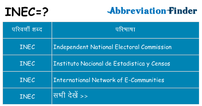 inec का क्या अर्थ है
