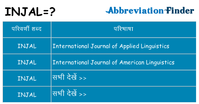 injal का क्या अर्थ है