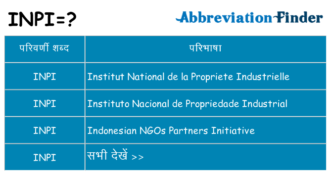 inpi का क्या अर्थ है
