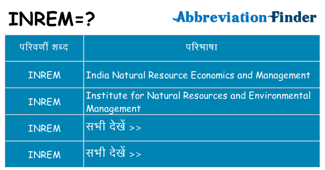 inrem का क्या अर्थ है
