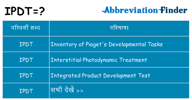 ipdt का क्या अर्थ है