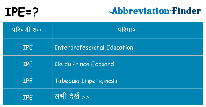 ipe का क्या अर्थ है
