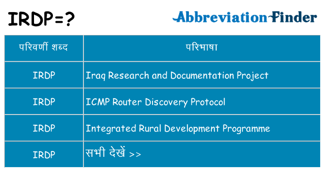 irdp का क्या अर्थ है
