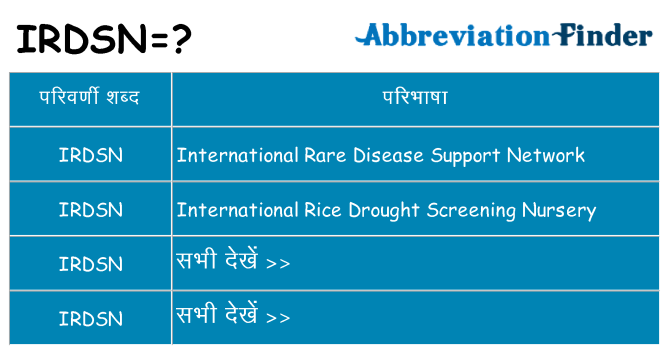 irdsn का क्या अर्थ है