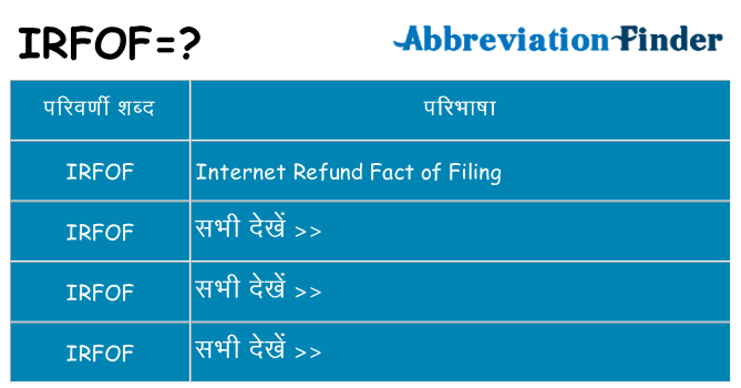 irfof का क्या अर्थ है
