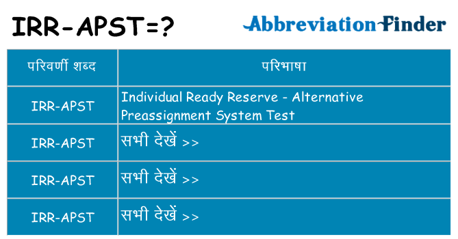 irr-apst का क्या अर्थ है