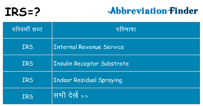 irs का क्या अर्थ है