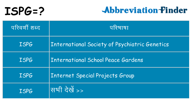 ispg का क्या अर्थ है