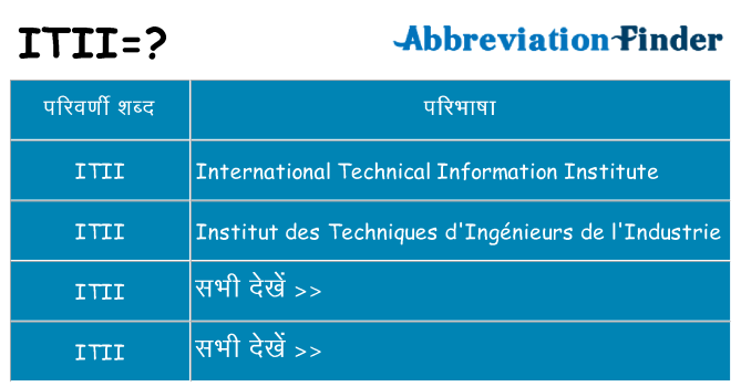 itii का क्या अर्थ है