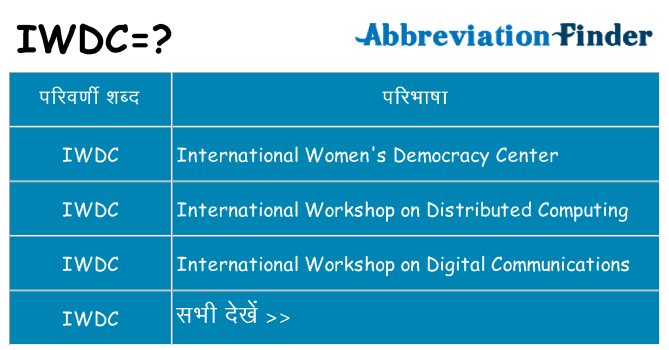 iwdc का क्या अर्थ है