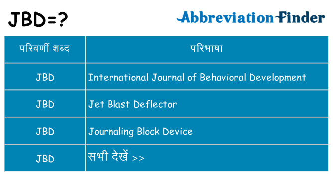 jbd का क्या अर्थ है