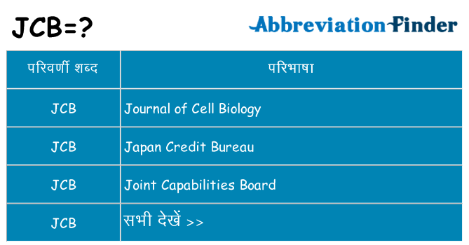 jcb का क्या अर्थ है