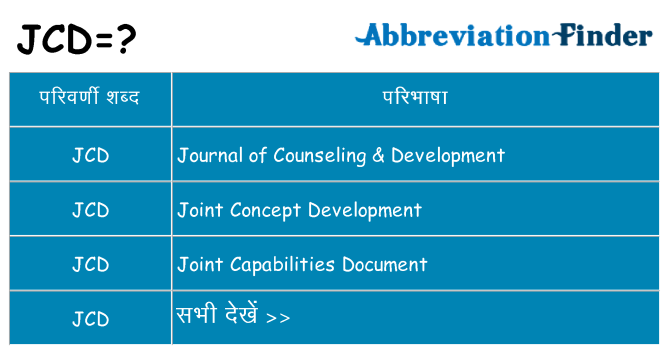 jcd का क्या अर्थ है