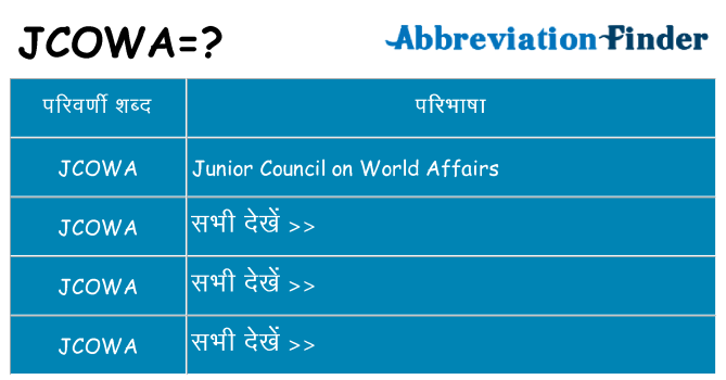 jcowa का क्या अर्थ है