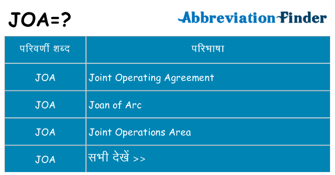 joa का क्या अर्थ है