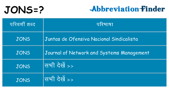 jons का क्या अर्थ है