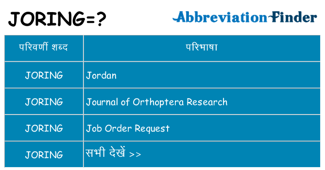 joring का क्या अर्थ है
