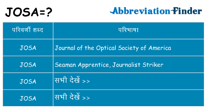 josa का क्या अर्थ है