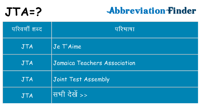 jta का क्या अर्थ है