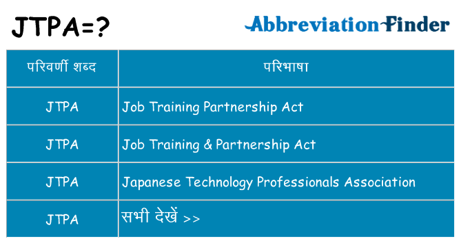 jtpa का क्या अर्थ है