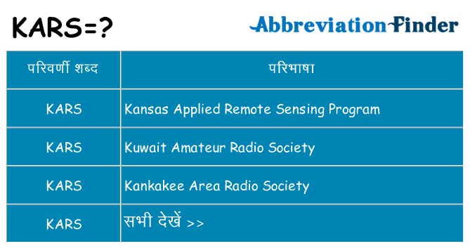 kars का क्या अर्थ है