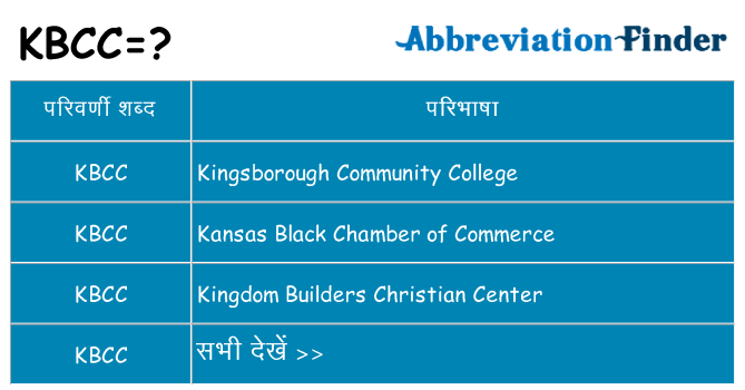 kbcc का क्या अर्थ है