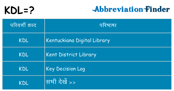 kdl का क्या अर्थ है